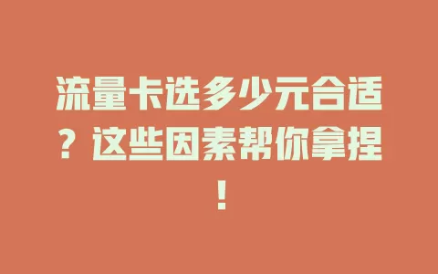 流量卡选多少元合适？这些因素帮你拿捏！