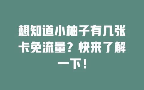 想知道小柚子有几张卡免流量？快来了解一下！