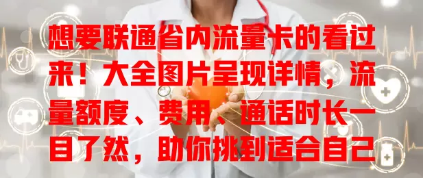想要联通省内流量卡的看过来！大全图片呈现详情，流量额度、费用、通话时长一目了然，助你挑到适合自己的高性价比卡，畅享省内便捷精彩网络生活