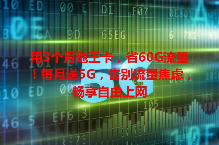 用3个月地王卡，省60G流量！每月送5G，告别流量焦虑，畅享自由上网