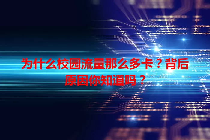 为什么校园流量那么多卡？背后原因你知道吗？