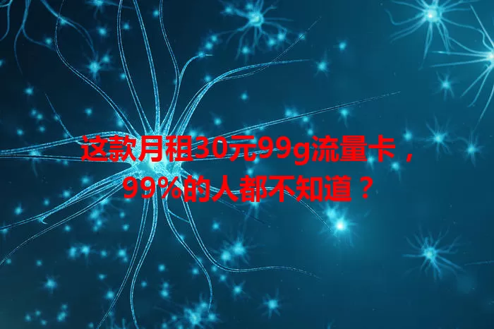 这款月租30元99g流量卡，99%的人都不知道？