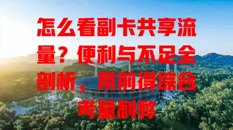 怎么看副卡共享流量？便利与不足全剖析，用前得综合考量利弊