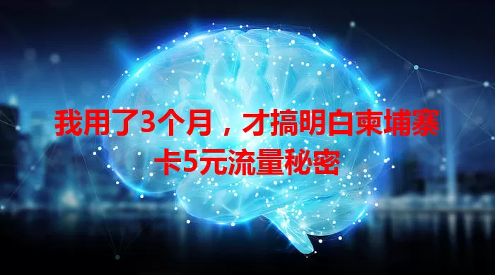 我用了3个月，才搞明白柬埔寨卡5元流量秘密