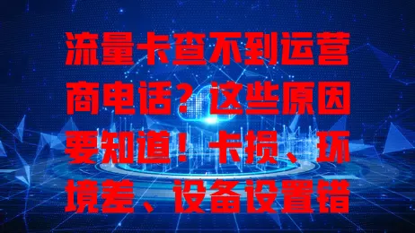 流量卡查不到运营商电话？这些原因要知道！卡损、环境差、设备设置错、运营商故障都可能导致，遇到别慌，自查后联系客服，了解原因快速解决困扰