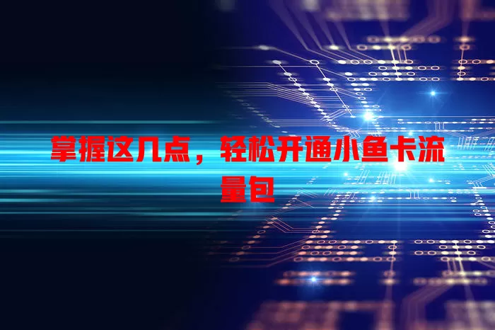 掌握这几点，轻松开通小鱼卡流量包