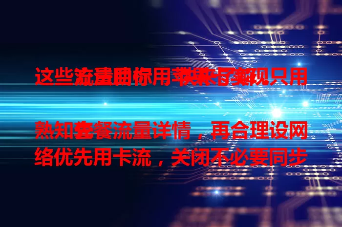 这些方法助你用苹果卡实现只用流量目标 ，快来了解！

先熟知套餐流量详情，再合理设网络优先用卡流，关闭不必要同步，善用 Wi-Fi，监控流量，掌握这些，畅享便捷并控成本，高效利用苹果卡流量。