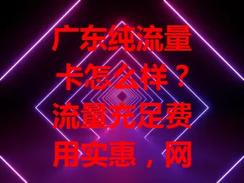 广东纯流量卡怎么样？流量充足费用实惠，网络稳定办理便捷，但有小问题需留意