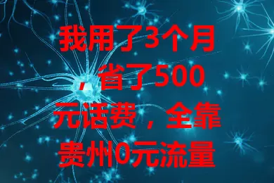 我用了3个月，省了500元话费，全靠贵州0元流量卡