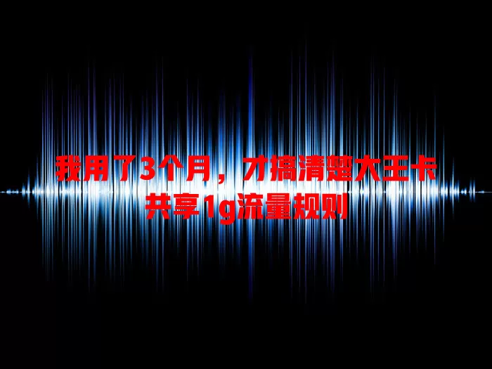 我用了3个月，才搞清楚大王卡共享1g流量规则