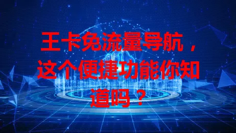 王卡免流量导航，这个便捷功能你知道吗？