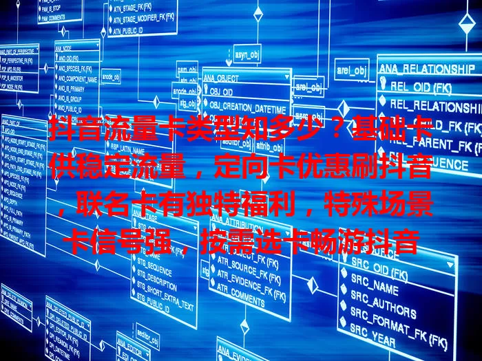 抖音流量卡类型知多少？基础卡供稳定流量，定向卡优惠刷抖音，联名卡有独特福利，特殊场景卡信号强，按需选卡畅游抖音