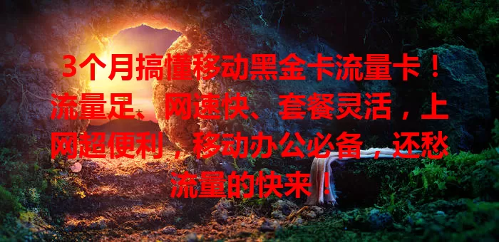 3个月搞懂移动黑金卡流量卡！流量足、网速快、套餐灵活，上网超便利，移动办公必备，还愁流量的快来！