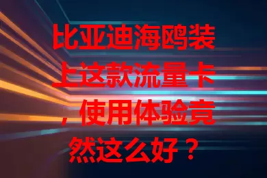 比亚迪海鸥装上这款流量卡，使用体验竟然这么好？