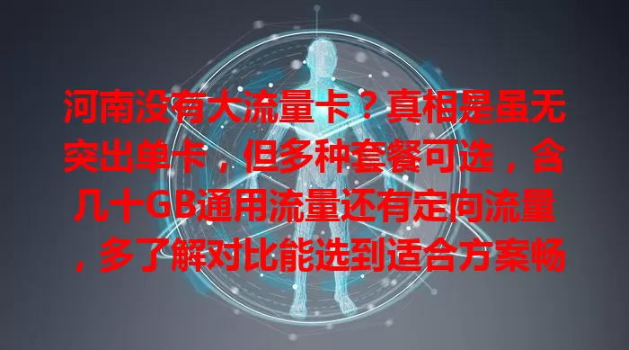 河南没有大流量卡？真相是虽无突出单卡，但多种套餐可选，含几十GB通用流量还有定向流量，多了解对比能选到适合方案畅享流量