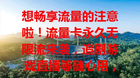 想畅享流量的注意啦！流量卡永久无限流来袭，追剧游戏直播等随心用，选卡要谨慎，正规可靠才放心，选对就能开启无限流量精彩生活
