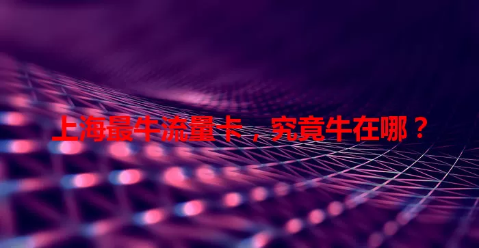 上海最牛流量卡，究竟牛在哪？