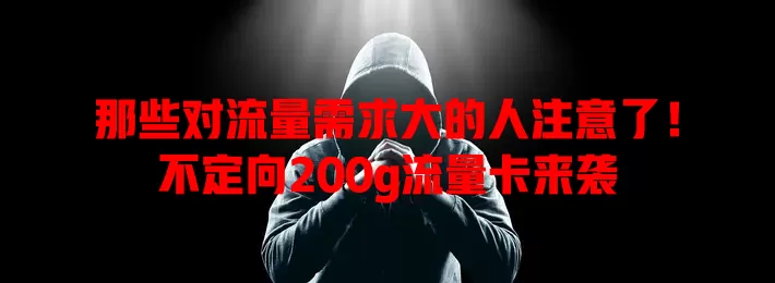那些对流量需求大的人注意了！不定向200g流量卡来袭