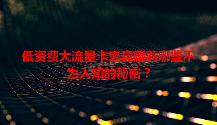 低资费大流量卡究竟藏着哪些不为人知的秘密？