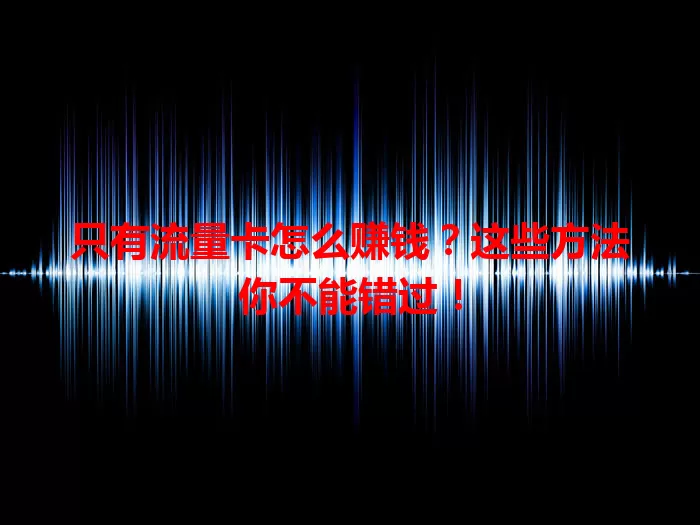 只有流量卡怎么赚钱？这些方法你不能错过！