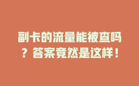 副卡的流量能被查吗？答案竟然是这样！