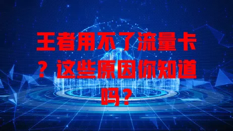 王者用不了流量卡？这些原因你知道吗？