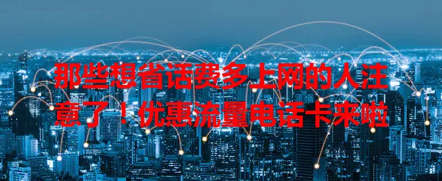 那些想省话费多上网的人注意了！优惠流量电话卡来啦