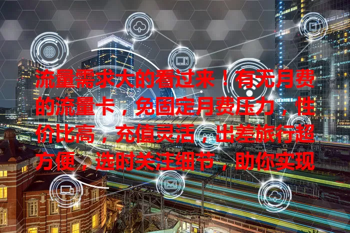 流量需求大的看过来！有无月费的流量卡，免固定月费压力，性价比高，充值灵活，出差旅行超方便，选时关注细节，助你实现流量自由高效