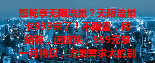 想畅享无限流量？无限流量卡999来了！不限量，网络稳，速度快，999元享一月特权，流量需求大的别错过，快开启无限流量之旅！