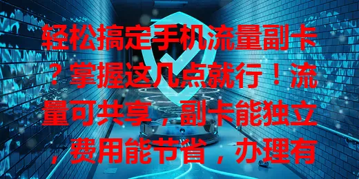 轻松搞定手机流量副卡？掌握这几点就行！流量可共享，副卡能独立，费用能节省，办理有条件，带你尽享便捷通信体验