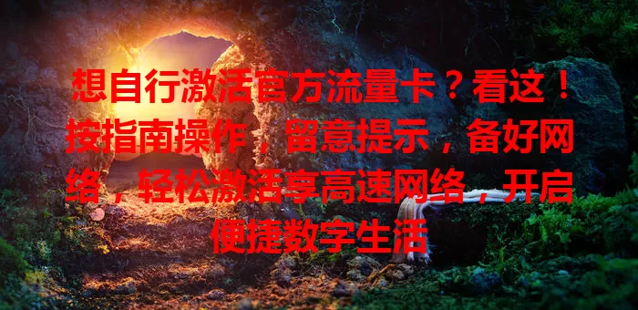 想自行激活官方流量卡？看这！按指南操作，留意提示，备好网络，轻松激活享高速网络，开启便捷数字生活