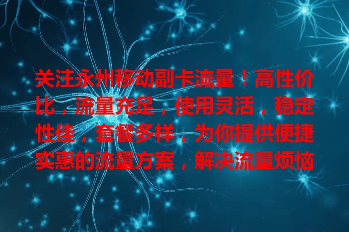 关注永州移动副卡流量！高性价比，流量充足，使用灵活，稳定性佳，套餐多样，为你提供便捷实惠的流量方案，解决流量烦恼，畅享优质数字生活
