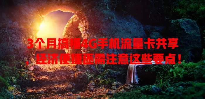 3个月搞懂4G手机流量卡共享，经济便捷还需注意这些要点！