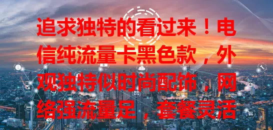 追求独特的看过来！电信纯流量卡黑色款，外观独特似时尚配饰，网络强流量足，套餐灵活，是展现个性魅力的绝佳之选