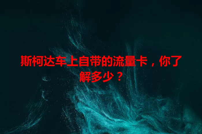 斯柯达车上自带的流量卡，你了解多少？