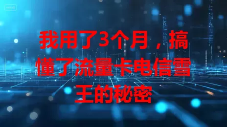 我用了3个月，搞懂了流量卡电信雪王的秘密