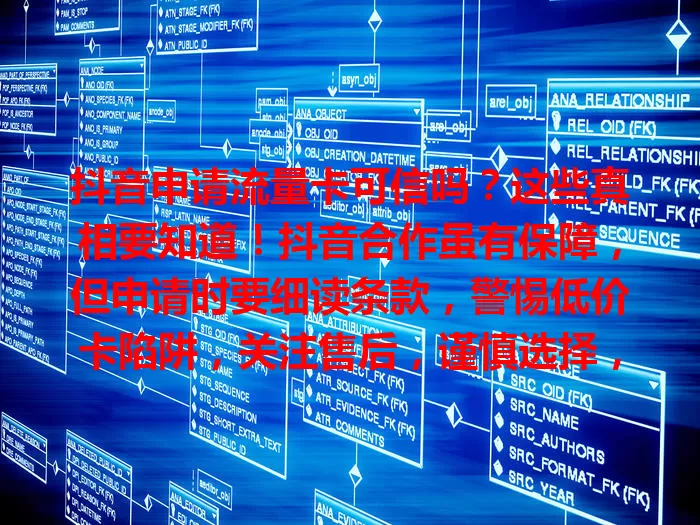 抖音申请流量卡可信吗？这些真相要知道！抖音合作虽有保障，但申请时要细读条款，警惕低价卡陷阱，关注售后，谨慎选择，才能选到适合的可信流量卡。