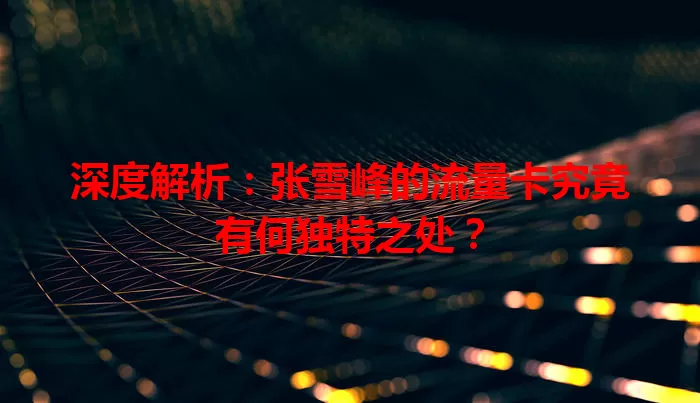 深度解析：张雪峰的流量卡究竟有何独特之处？
