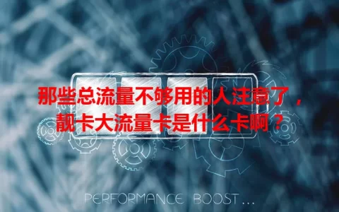 那些总流量不够用的人注意了，靓卡大流量卡是什么卡啊？