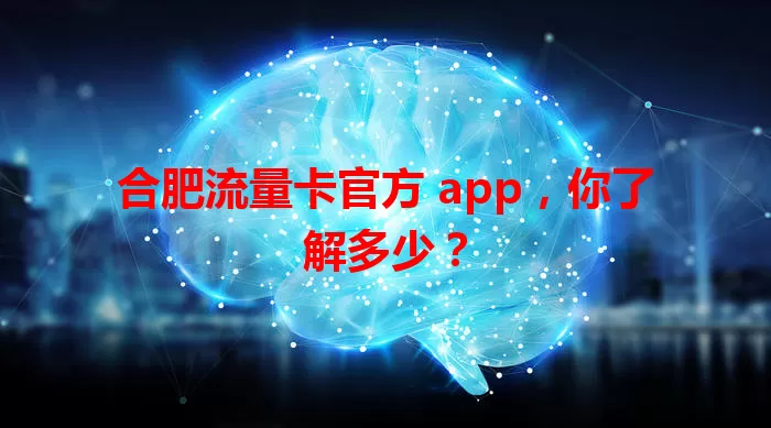 合肥流量卡官方 app，你了解多少？