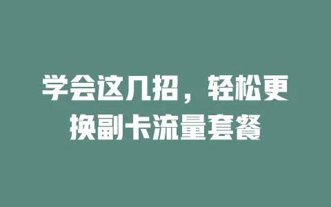 学会这几招，轻松更换副卡流量套餐