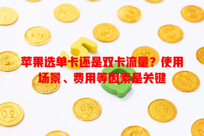 苹果选单卡还是双卡流量？使用场景、费用等因素是关键