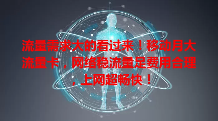 流量需求大的看过来！移动月大流量卡，网络稳流量足费用合理，上网超畅快！