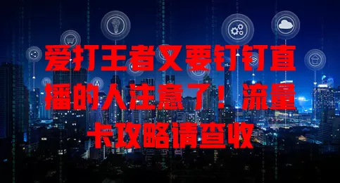 爱打王者又要钉钉直播的人注意了！流量卡攻略请查收