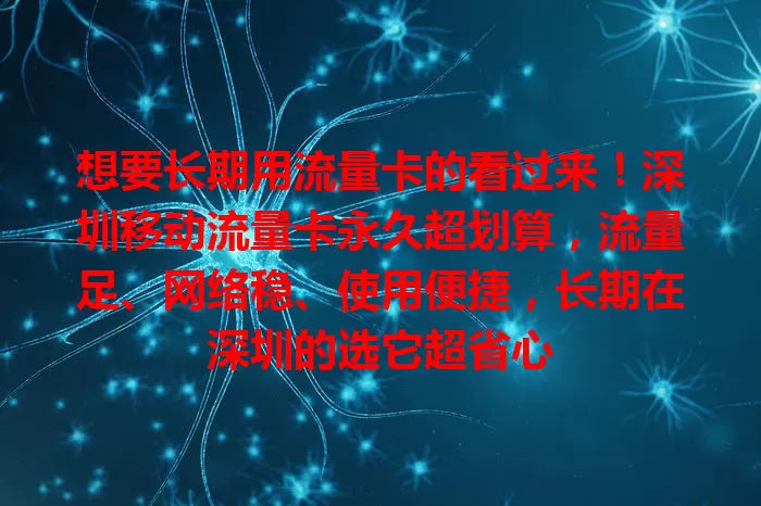 想要长期用流量卡的看过来！深圳移动流量卡永久超划算，流量足、网络稳、使用便捷，长期在深圳的选它超省心