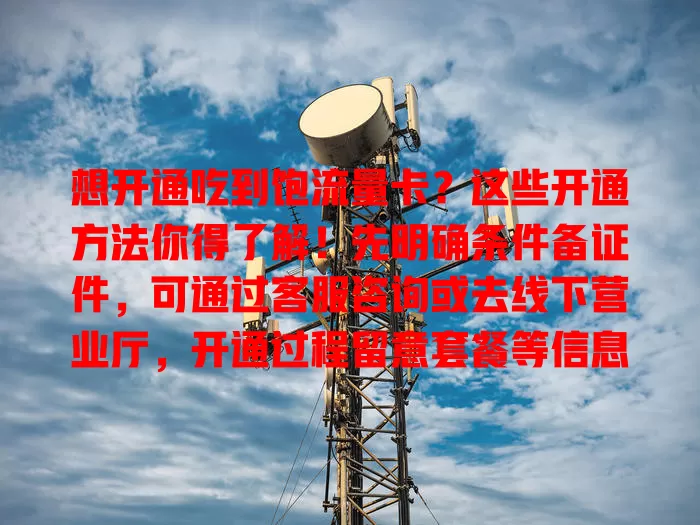 想开通吃到饱流量卡？这些开通方法你得了解！先明确条件备证件，可通过客服咨询或去线下营业厅，开通过程留意套餐等信息，按流程备好材料选对渠道就能顺利开通。
