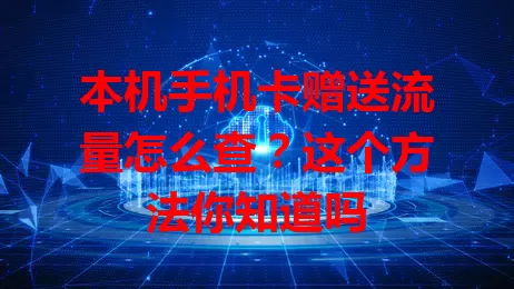 本机手机卡赠送流量怎么查？这个方法你知道吗