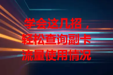 学会这几招，轻松查询副卡流量使用情况