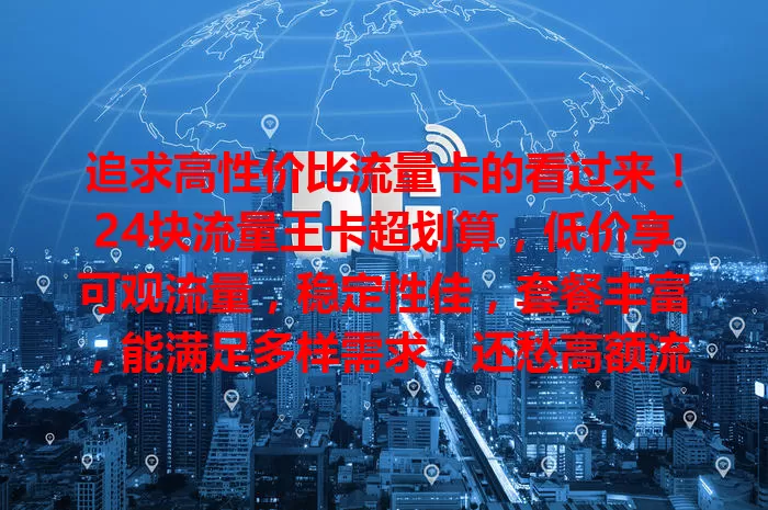 追求高性价比流量卡的看过来！24块流量王卡超划算，低价享可观流量，稳定性佳，套餐丰富，能满足多样需求，还愁高额流量费？快考虑它！