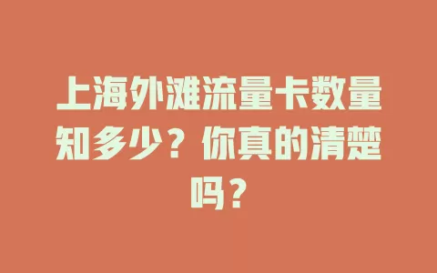 上海外滩流量卡数量知多少？你真的清楚吗？